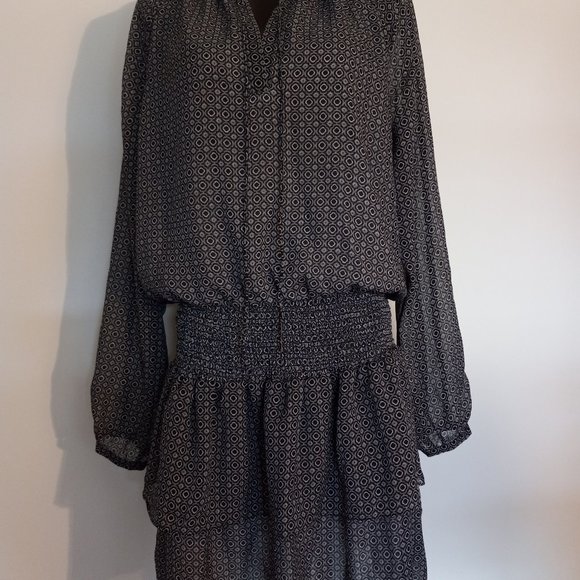 100% pure silk, tiered, boho above-knee dress - Picture 13 of 16